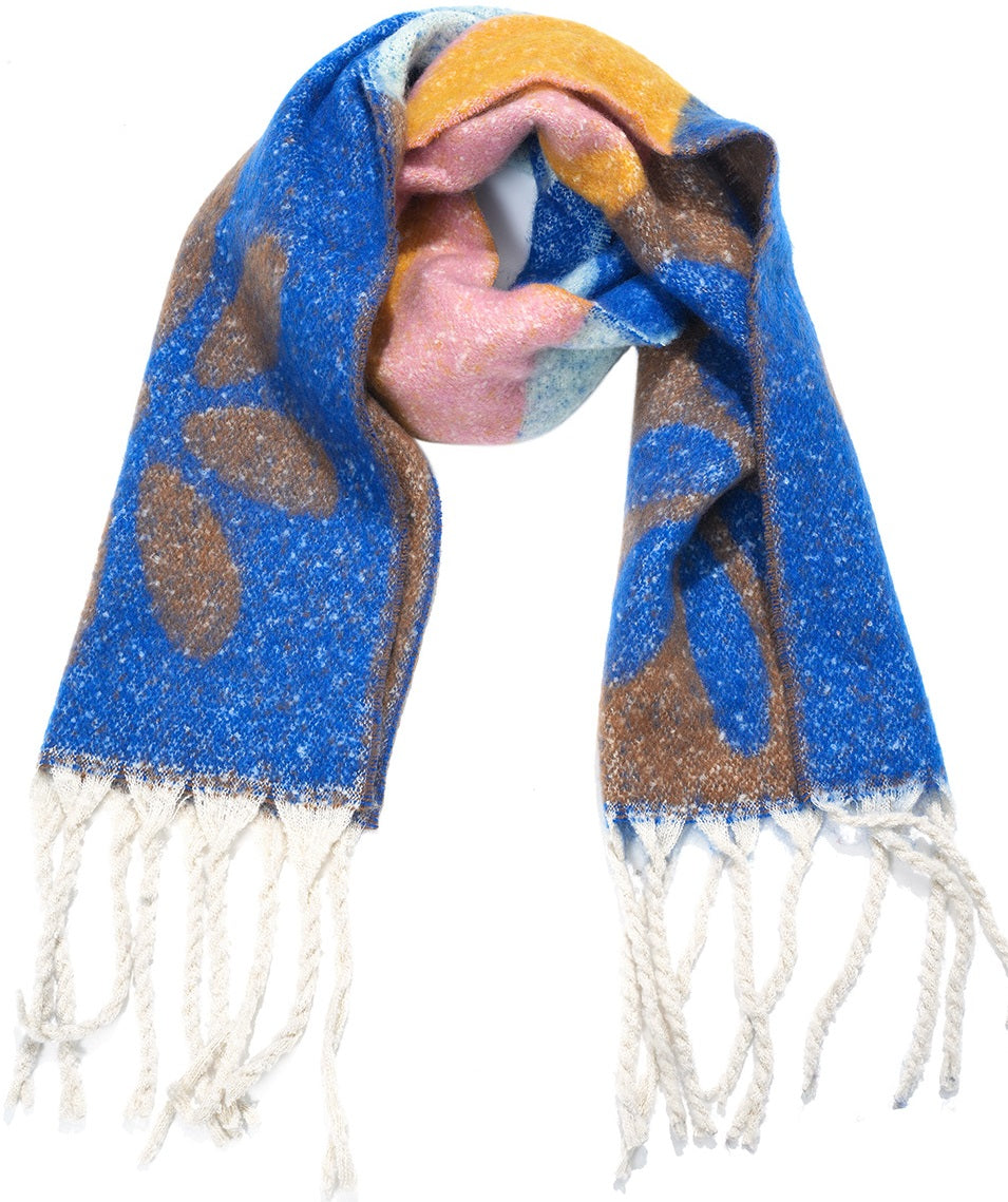 Sjaal  | Bloemen design | Blauw multi | 190x40 cm. | Zacht en comfy