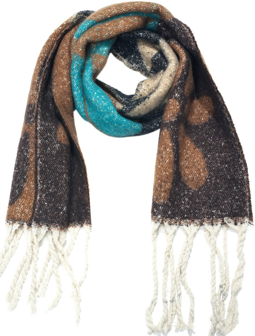 Sjaal  | Bloemen design | Bruin Blauw Multi | 190x40 cm. | Zacht en comfy (kopie) (kopie)