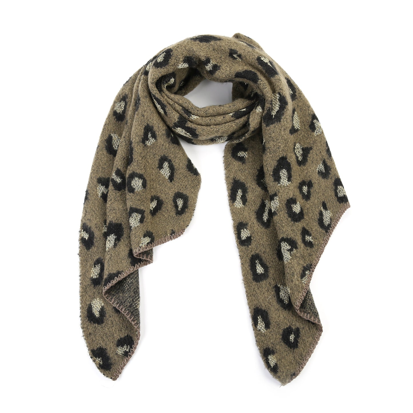 Sjaal  | Luipaard | Army Green  | 50x180 cm.