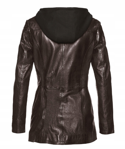 Gipsy | Dames | Leren long blazer |  Donker bruin