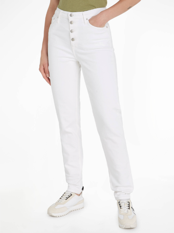 Calvin Klein | Dames | Jeans | Mom fit | Knoopsluiting | Wit
