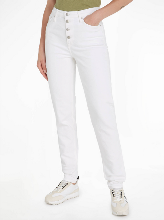 Calvin Klein | Dames | Jeans | Mom fit | Knoopsluiting | Wit