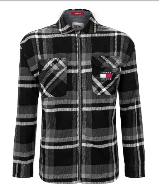 Tommy Jeans | Heren |  Overshirt |Check Zip |  Zwart- Grijs ruit
