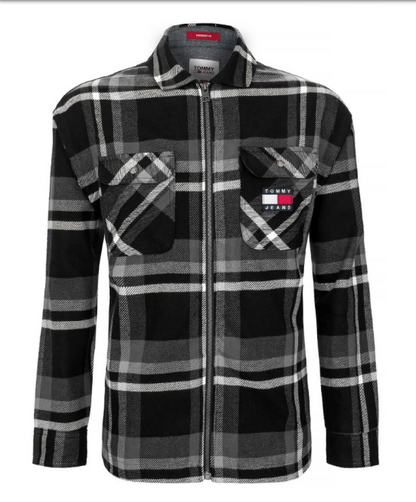 Tommy Jeans | Heren |  Overshirt |Check Zip |  Zwart- Grijs ruit