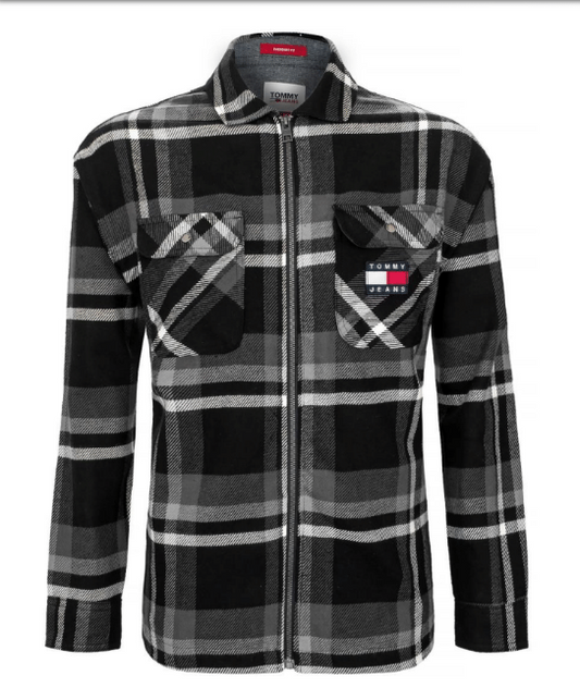 Tommy Jeans | Heren |  Overshirt |Check Zip |  Zwart- Grijs ruit