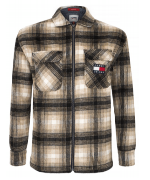 Tommy Hilfiger | Heren |  Overshirt | Zwart- beige geblokt