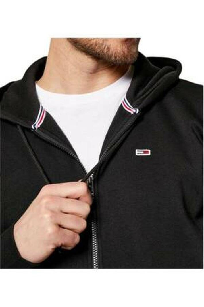 Tommy Jeans | Heren | Hoodie met rits | Flagpatch logo | Zwart