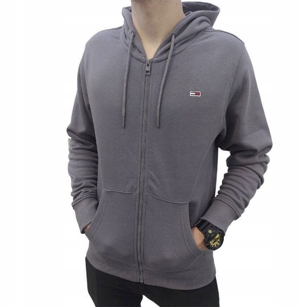 Tommy Jeans | Heren | Hoodie met rits | Flagpatch logo | Grijs
