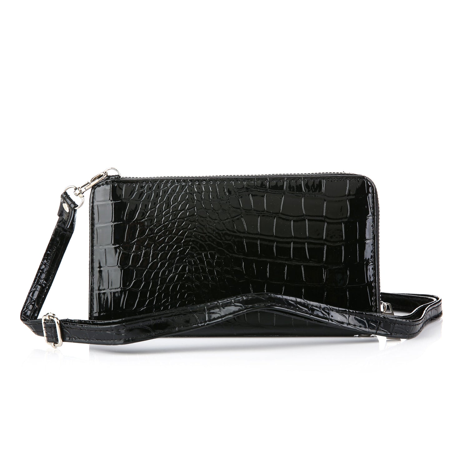Schoudertasje - telefoontasje - Portemonnee | Crossbody | Kroko lak  | Khaki