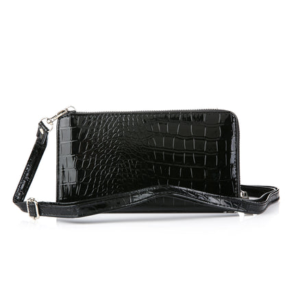 Schoudertasje - telefoontasje - Portemonnee | Crossbody | Kroko lak  | Khaki