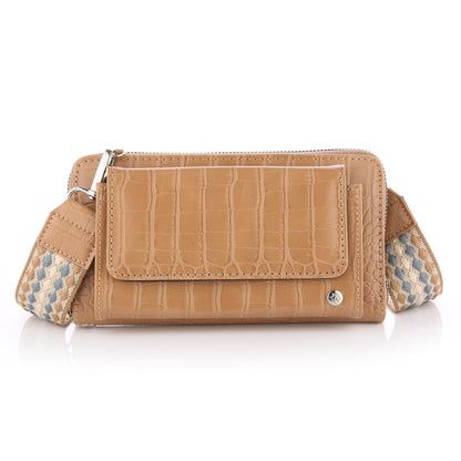 Sunset Fashion | Schoudertasje - telefoontasje - Portemonnee | Kroko | Khaki