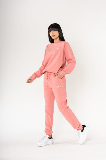 Nina Carter | Dames | Huispak - Jogging pak | aangesloten pijpen | 2 delig | Roze