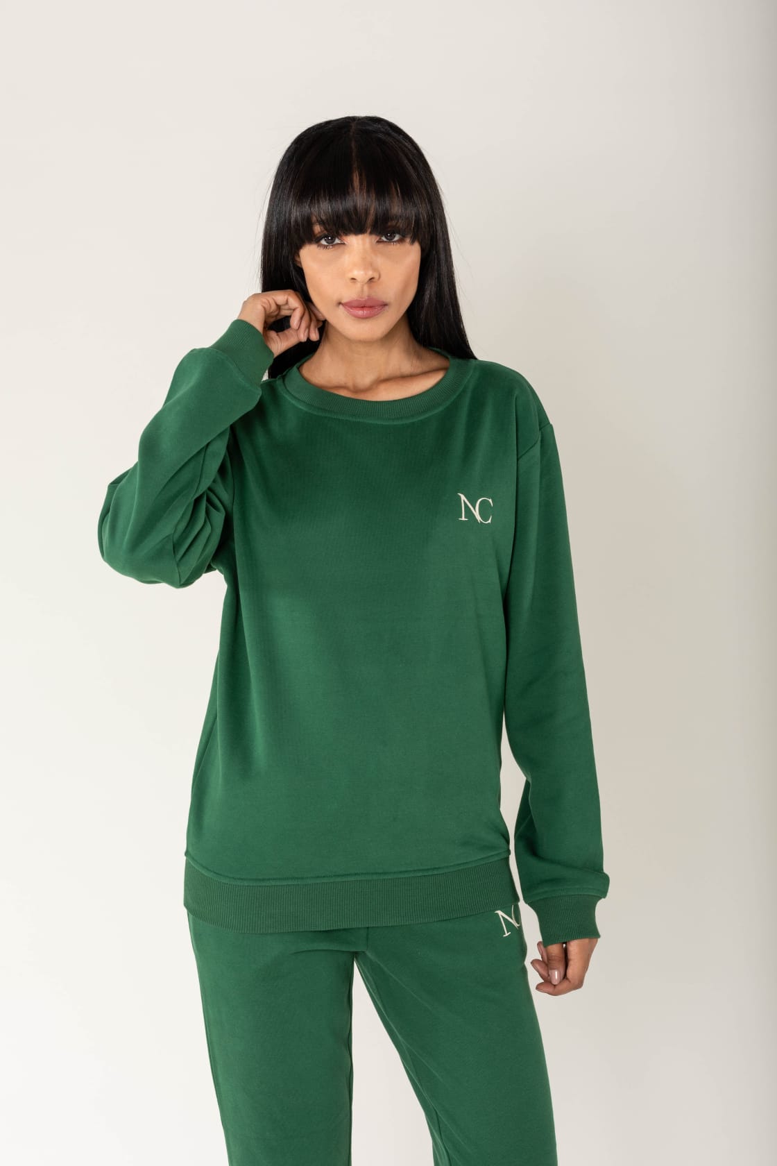 Nina Carter | Dames | Huispak - Jogging pak | rechte pijpen | 2 delig | Groen