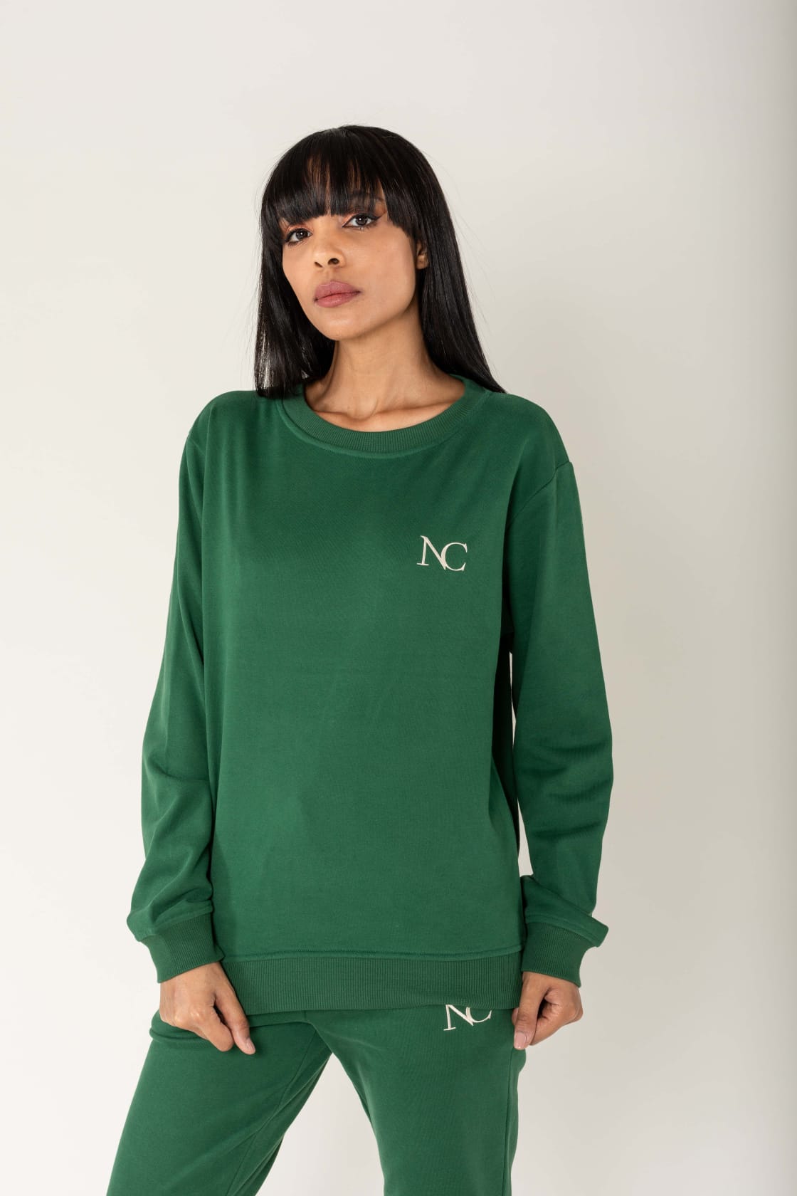 Nina Carter | Dames | Huispak - Jogging pak | rechte pijpen | 2 delig | Groen