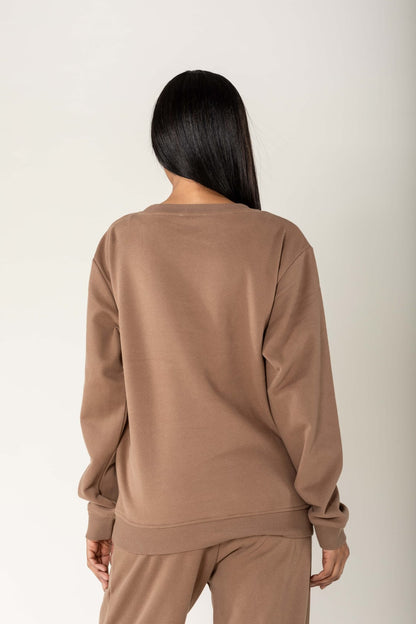 Nina Carter | Dames | Huispak - Jogging pak | aangesloten pijpen | 2 delig | Bruin- Taupe