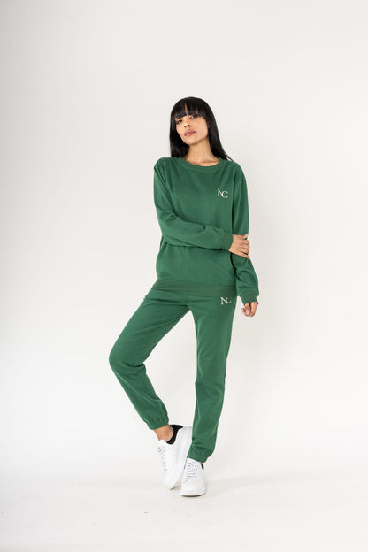 Nina Carter | Dames | Huispak - Jogging pak | aangesloten pijpen | 2 delig | Groen