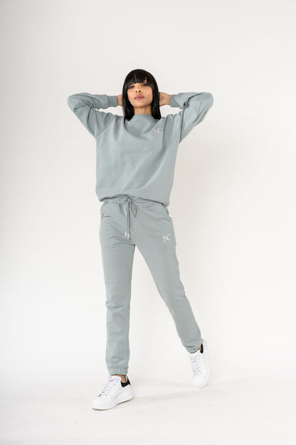 Nina Carter | Dames | Huispak - Jogging pak | aangesloten pijpen | 2 delig | IJsblauw