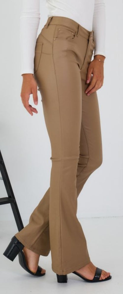 Ana & Lucy | Dames | Flared - Push up | "Leren" broek | Camel