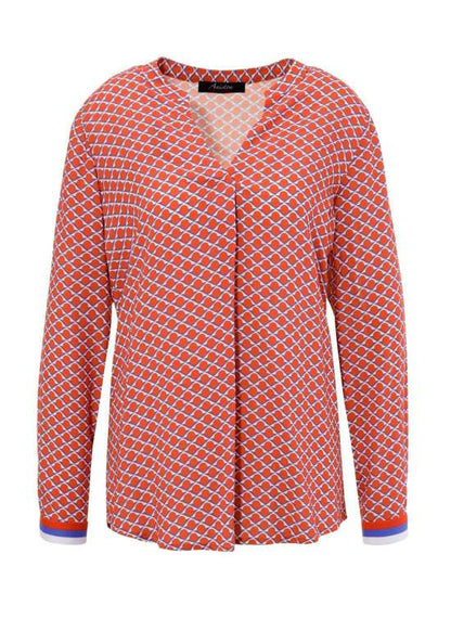 Aniston | Dames |  Blouse | Graphic print | Rood - Blauw - Wit