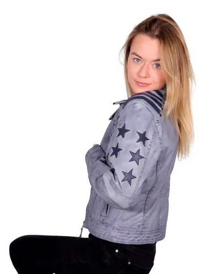 KangaROOS | Dames | "Rocking" leren jack | Faded blue - grey