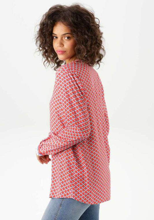 Aniston | Dames |  Blouse | Graphic print | Rood - Blauw - Wit
