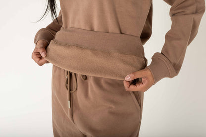 Nina Carter | Dames | Huispak - Jogging pak | aangesloten pijpen | 2 delig | Bruin- Taupe