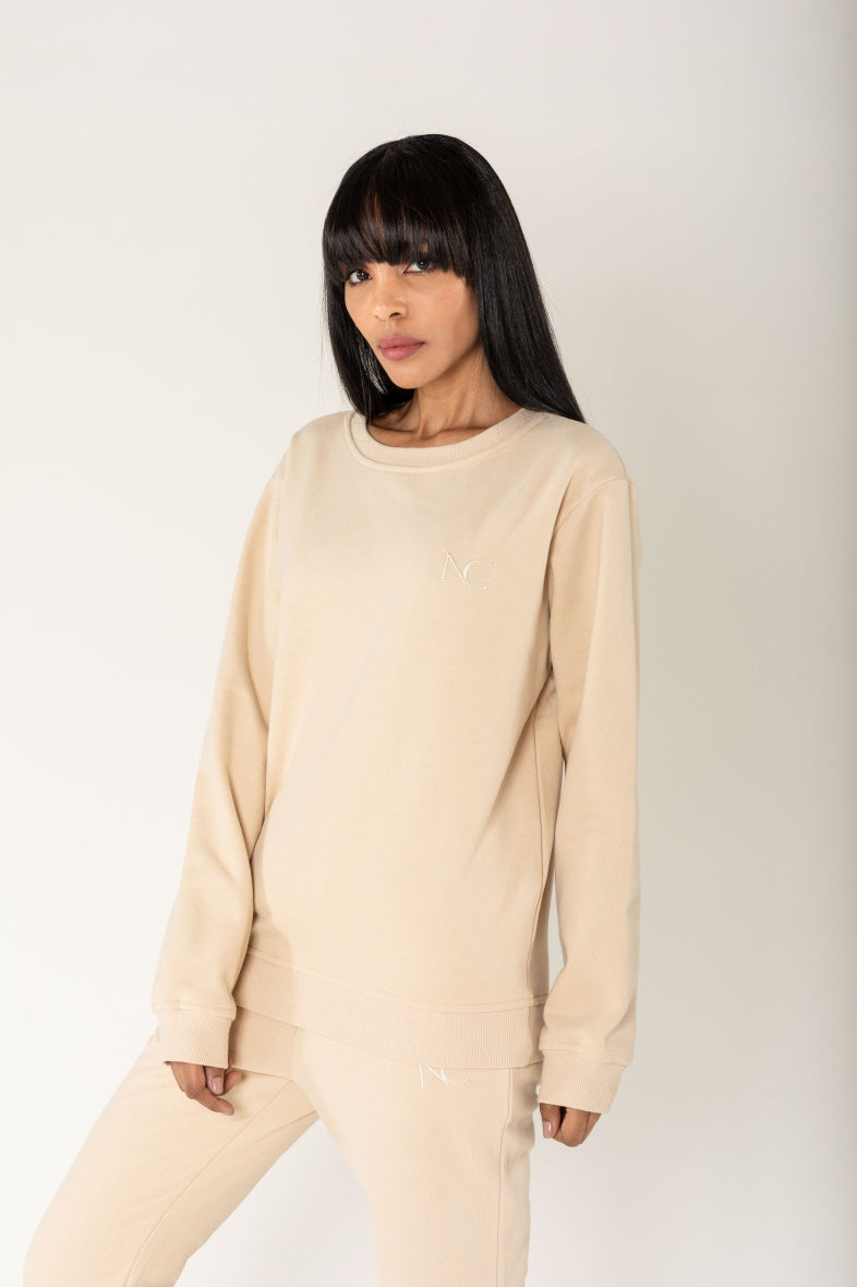 Nina Carter | Dames | Huispak - Jogging pak | rechte pijpen | 2 delig | Creme