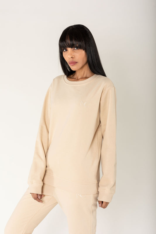 Nina Carter | Dames | Huispak - Jogging pak | rechte pijpen | 2 delig | Creme