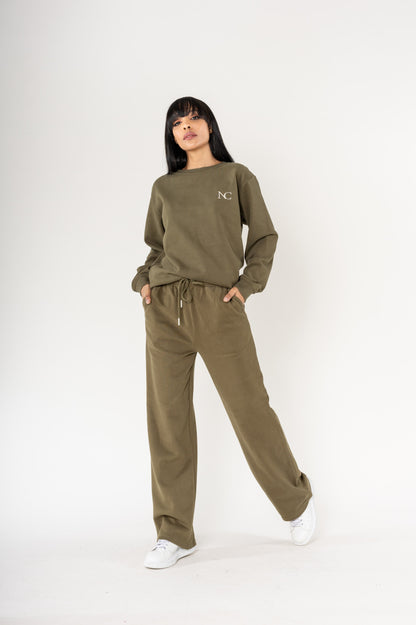 Nina Carter | Dames | Huispak - Jogging pak | rechte pijpen | 2 delig | Khaki