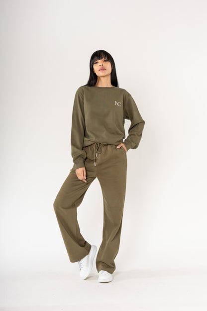 Nina Carter | Dames | Huispak - Jogging pak | rechte pijpen | 2 delig | Khaki
