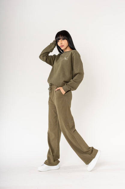 Nina Carter | Dames | Huispak - Jogging pak | rechte pijpen | 2 delig | Khaki