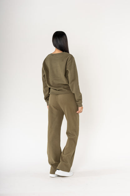 Nina Carter | Dames | Huispak - Jogging pak | rechte pijpen | 2 delig | Khaki