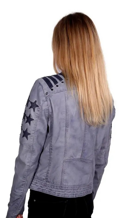 KangaROOS | Dames | "Rocking" leren jack | Faded blue - grey