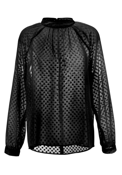 Aniston | Dames | Blouse | Feestelijk | Gestippeld Transparant | Zwart