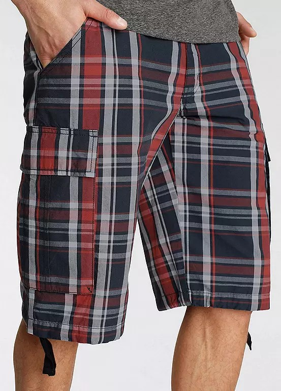 AJC | Heren | Bermuda | Cargo | Ruit  | Heren |Zwart grijs rood