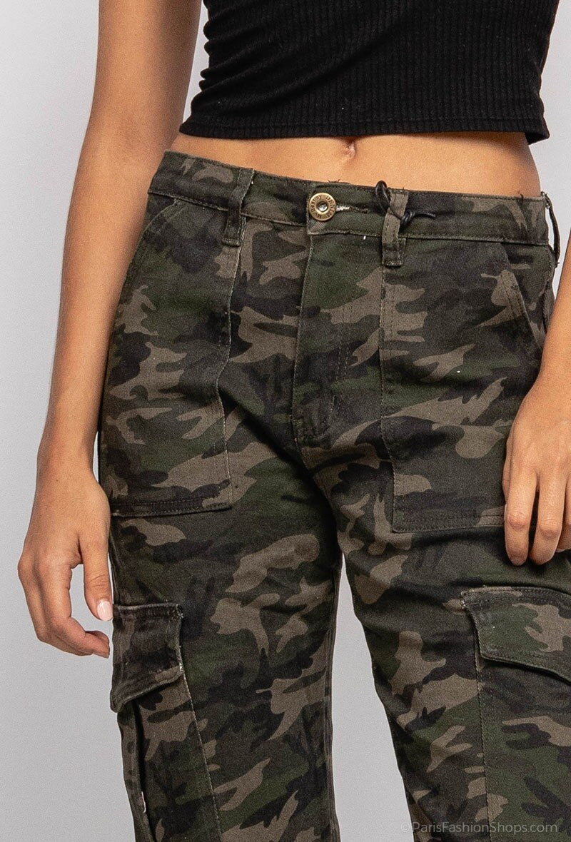 My Bestiny | Dames | Cargo denim straight fit | Camouflage