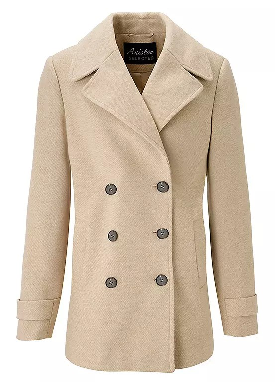 Aniston | Dames | Korte Mantel | Double Breasted | Reverskraag | Beige