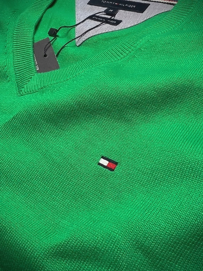Tommy Hilfiger | Heren | Classic V hals trui | Fris Groen