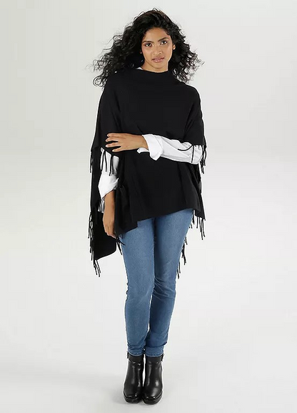 Aniston | Dames | Poncho | Zwart | Fijn breisel