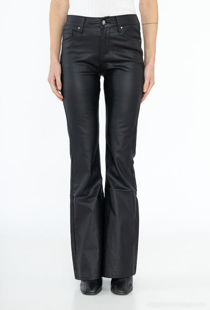 Goodies | Dames | Flared|  PU-Leather Leer|  Zwart | Hoge Taille | Shaping Fit | Stretch | 5-Pocket