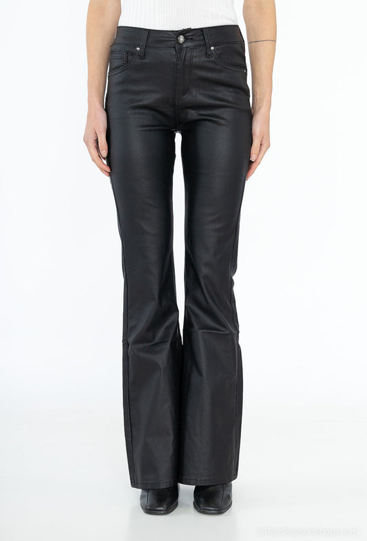 Goodies | Dames | Flared|  PU-Leather Leer|  Zwart | Hoge Taille | Shaping Fit | Stretch | 5-Pocket