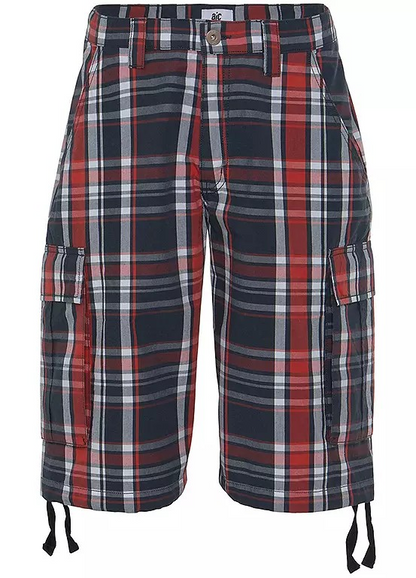 AJC | Heren | Bermuda | Cargo | Ruit  | Heren |Zwart grijs rood