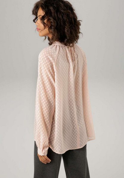 Aniston | Dames | Blouse | Feestelijk | Gestippeld Transparant | Roze