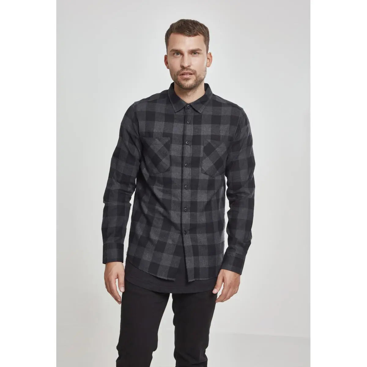 Urban Classics | Heren | Flanel Overhemd | Zwart Grijs Geblokt