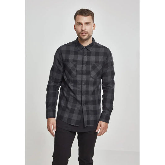 Urban Classics | Heren | Flanel Overhemd | Zwart Grijs Geblokt