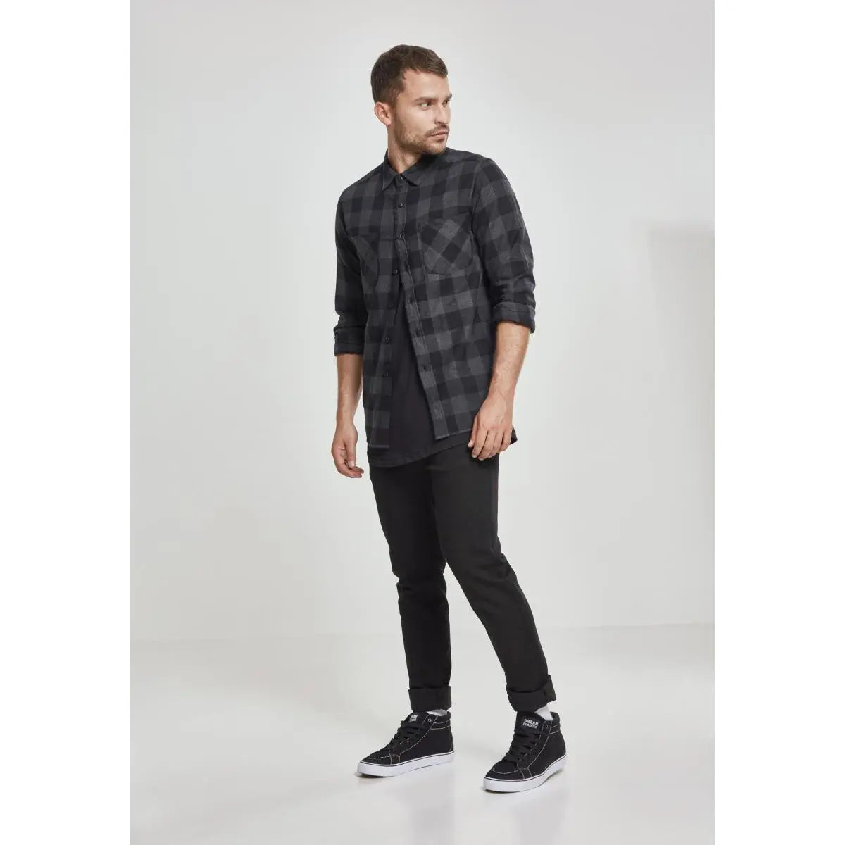 Urban Classics | Heren | Flanel Overhemd | Zwart Grijs Geblokt