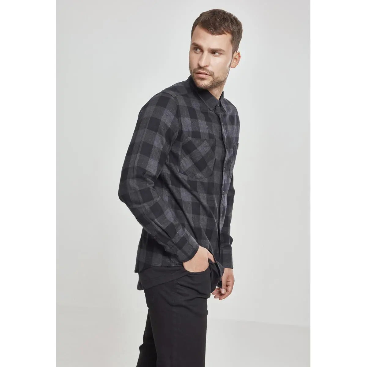 Urban Classics | Heren | Flanel Overhemd | Zwart Grijs Geblokt