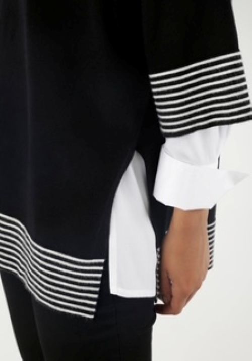 Aniston | Dames | Gebreide trui "Poncho stijl" | Zwart