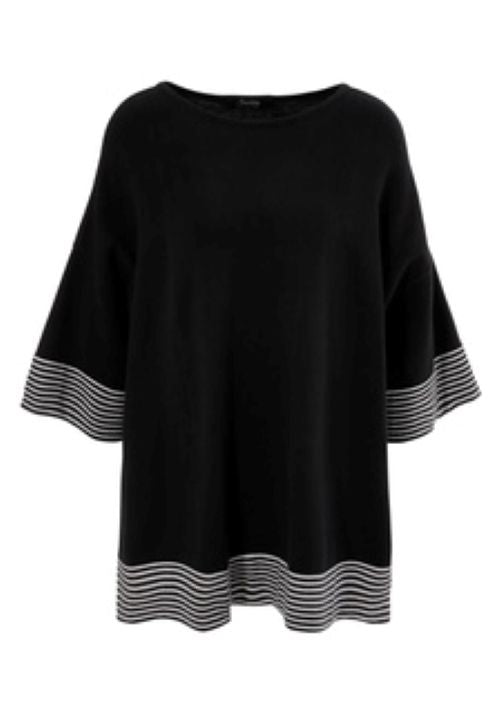 Aniston | Dames | Gebreide trui "Poncho stijl" | Zwart