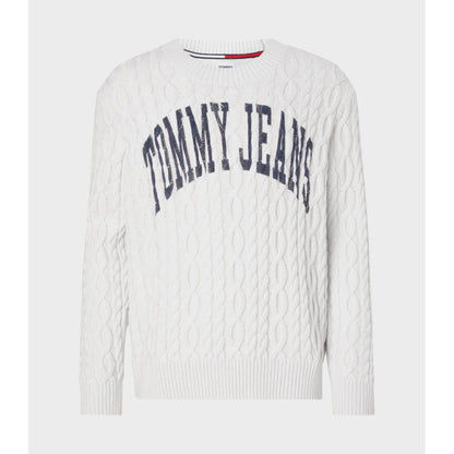 Tommy Jeans | Heren | TJM Rlxd Collegiate Sweater | Kabel met print | Licht grijs